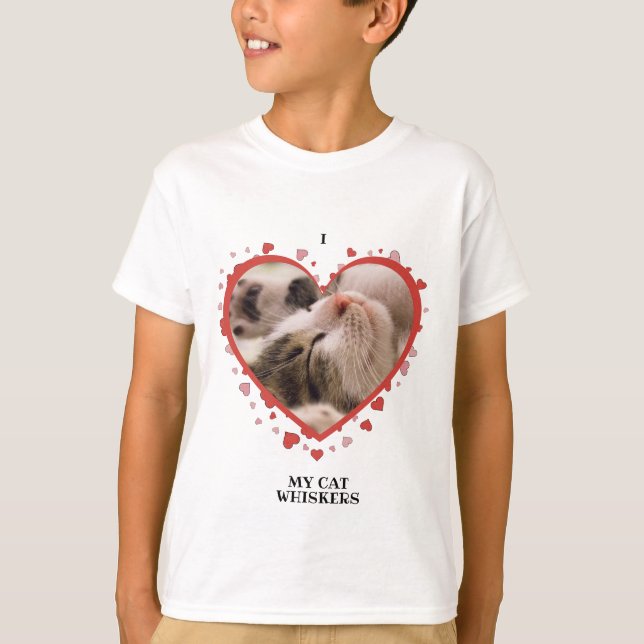 Jag Kärlek mitt hjärta med Pet Photo och Namn Whit T Shirt (Framsida)