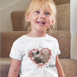Jag Kärlek mitt hjärta med Pet Photo och Namn Whit T Shirt