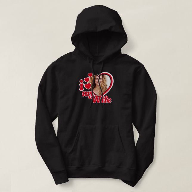 Jag Kärlek mitt hjärtefoto Hoodie (Design framsida)