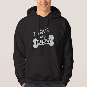 Jag Kärlek mitt husky för Hund Paw Print Husky Hoodie
