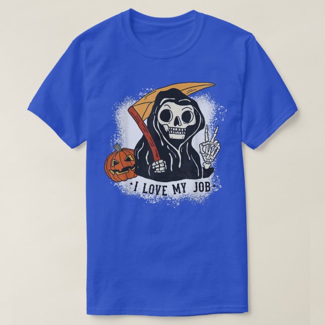 Jag Kärlek mitt jobb Groovy Reaper Halloween Costu T Shirt (Design framsida)