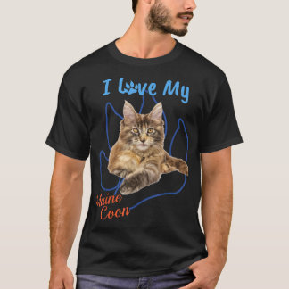 Jag Kärlek mitt maine Coon Best Cat Lover Paw Prin T Shirt