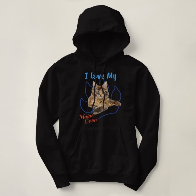 Jag Kärlek mitt maine Coon Best Cat Lover Paw Prin T Shirt (Design framsida)