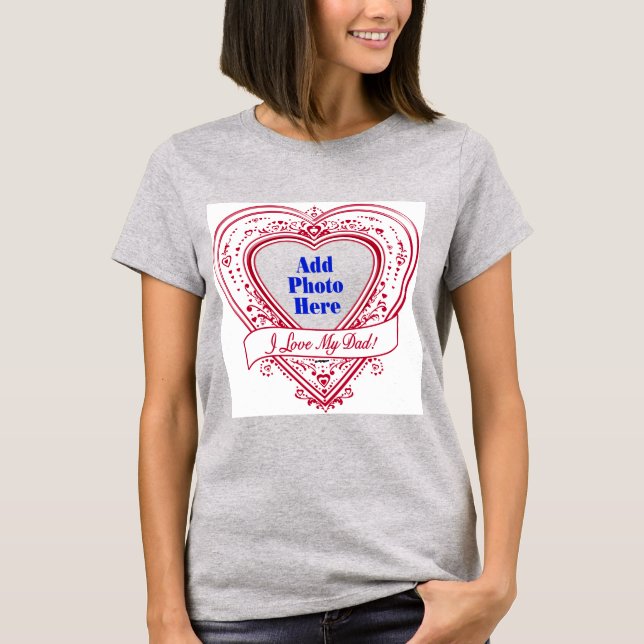 Jag Kärlek mitt Pappa! Photo Red Hearts Tee Shirt (Framsida)