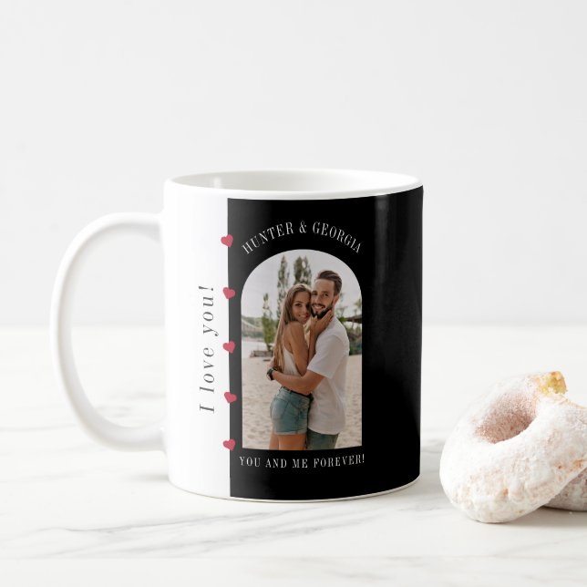 Jag kärlek! Modern snyggt valentines foto Kaffemugg (Med munk)