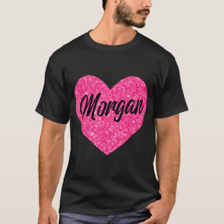 Jag Kärlek Morgan Cute Morgan Rosa Heart för Valen T Shirt
