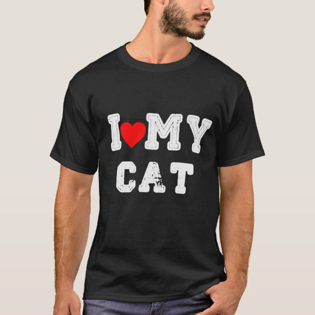 Jag Kärlek My Cat roligt T Shirt (Framsida)
