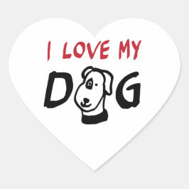 Jag Kärlek My Hund med hund illustration Hjärtformat Klistermärke