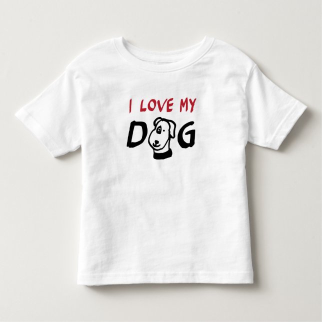 Jag Kärlek My Hund med hund illustration T Shirt (Framsida)