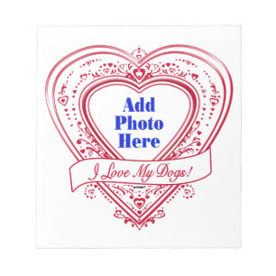 Jag Kärlek My Hundar! Photo Red Hearts Anteckningsblock