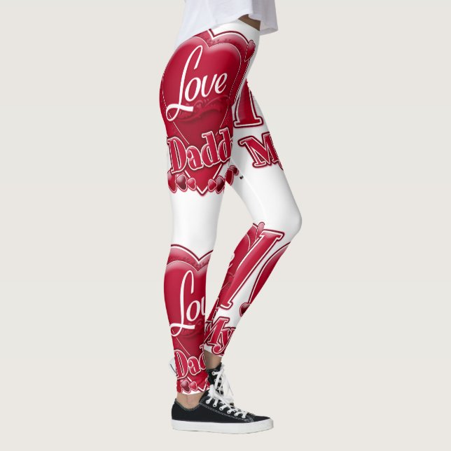Jag Kärlek My pappa Red Hearts Leggings (Höger)