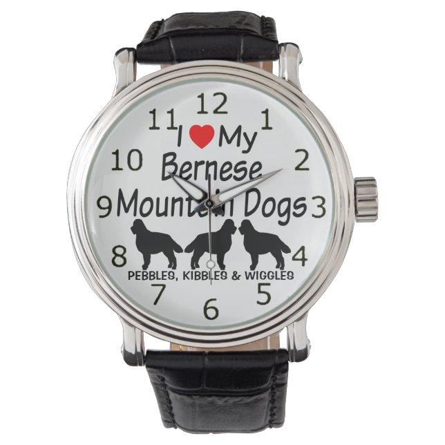 Jag Kärlek My Three Bernese Mountain Hundar Watch Armbandsur (Framsida)