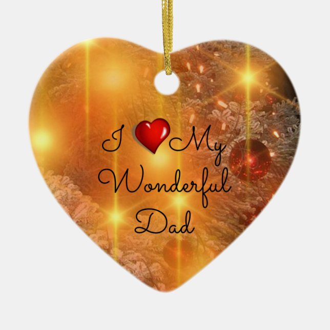 Jag Kärlek My Wonderful Pappa Julgransprydnad Keramik (Framsidan)