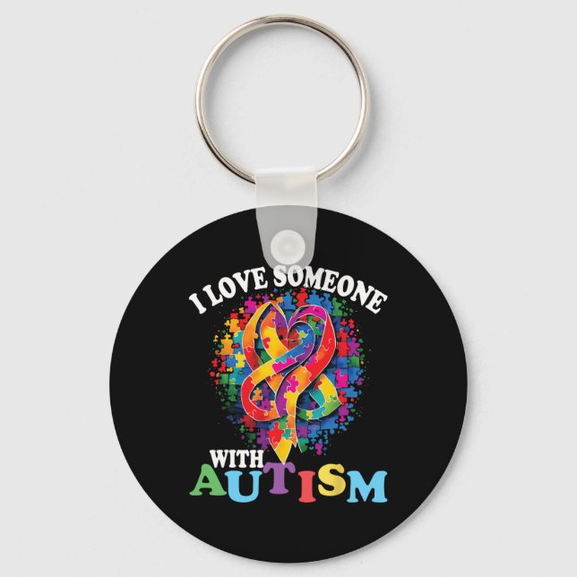 Jag Kärlek någon med autism 1 Nyckelring (Framsida)