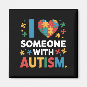 Jag Kärlek någon med autism Awareness Heart Manar  Magnet