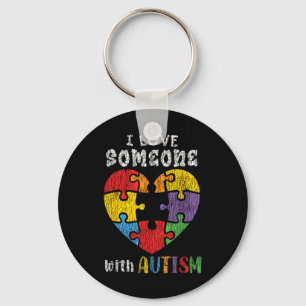 Jag Kärlek någon med autism Awareness Heart Manar  Nyckelring