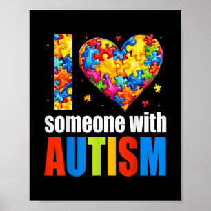 Jag Kärlek någon med autism Awareness Heart Manar  Poster
