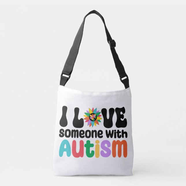 Jag Kärlek någon med autism Axelväska (Framsida)