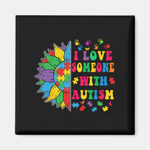 Jag Kärlek någon med autism Cute Solrosautism A Magnet