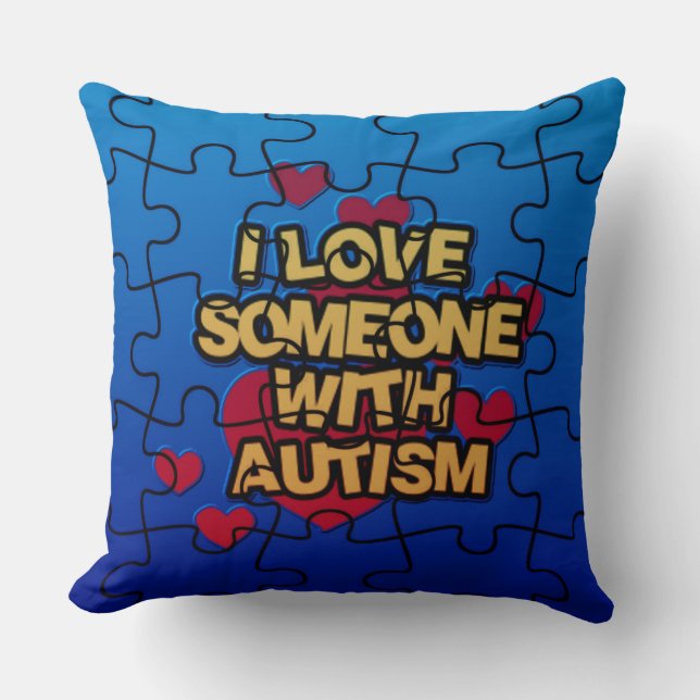 Jag Kärlek någon med autism Dekorativ kudde (Framsida)