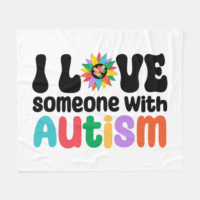 Jag Kärlek någon med autism Fleecefilt (Framsidan (Horisontell))