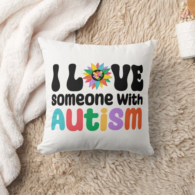 Jag Kärlek någon med autism Kudde (Filt)