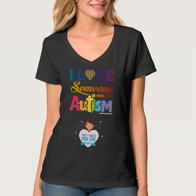 Jag Kärlek någon med Autism Mugg EKT T Shirt (Framsida)
