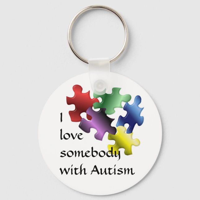 Jag kärlek någon med Autism Nyckelring (Framsida)