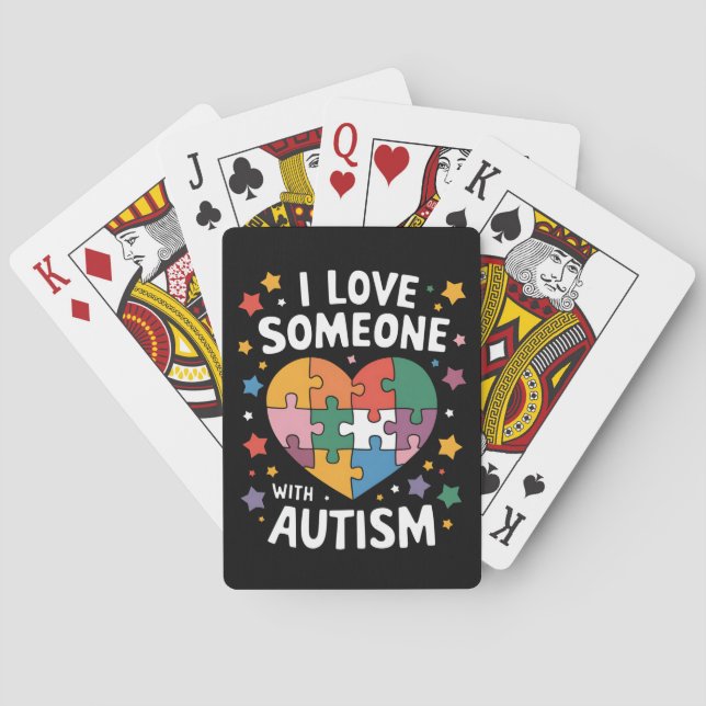 Jag Kärlek någon med autism och autistisk medveten Casinokort (Baksidan)