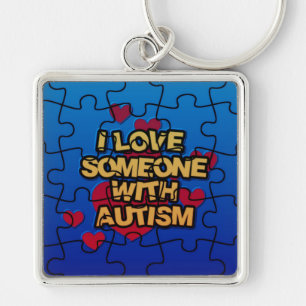 Jag Kärlek någon med Autism Round Nyckelring