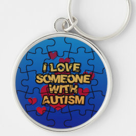 Jag Kärlek någon med Autism Round Nyckelring