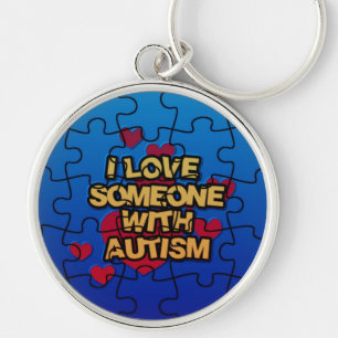 Jag Kärlek någon med Autism Round Nyckelring