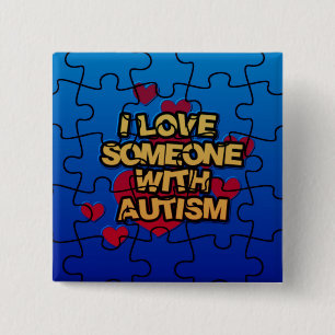 Jag Kärlek någon med autismknapp Knapp