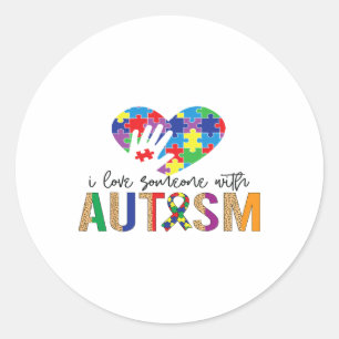 Jag Kärlek någon med autismmedvetande kvinnor barn Runt Klistermärke