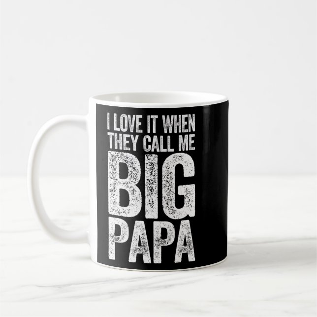 Jag Kärlek när de kallar mig Big Pappa Fars dag Kaffemugg (Vänster)