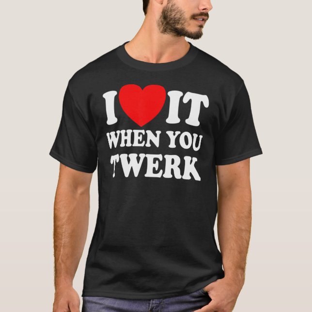 Jag Kärlek när du vrider på rött hjärta. T Shirt (Framsida)