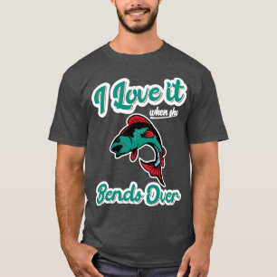 Jag Kärlek när hon böjer sig över Manar Funny Fish T Shirt