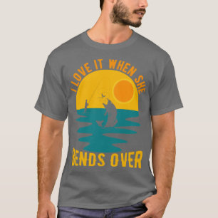 Jag Kärlek när hon böjer sig över Manar Funny Fish T Shirt
