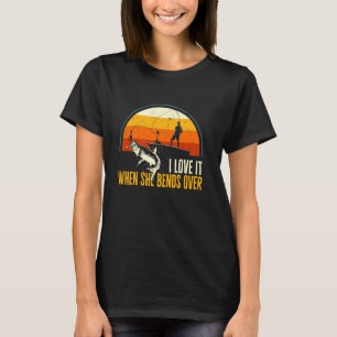 Jag Kärlek när hon böjer sig över Retro Vintage. T Shirt