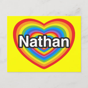 Jag kärlek Nathan. Jag kärlekar dig Nathan. Hjärta Vykort