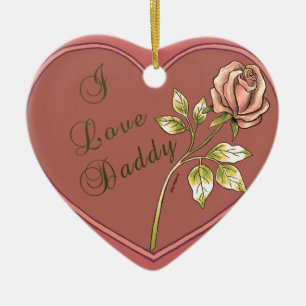 Jag Kärlek pappa Heart Julgransprydnad Keramik