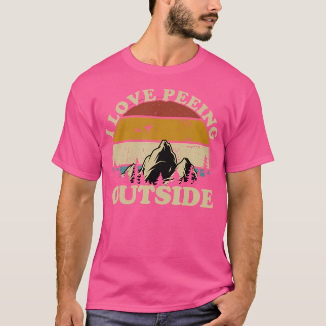 Jag Kärlek Peeing utomhus, glatt, camping T Shirt (Framsida)
