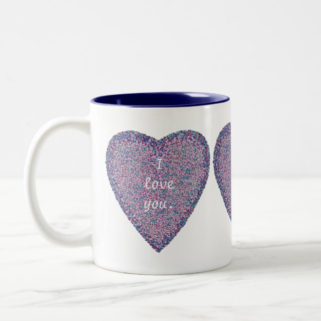 Jag kärlek, Pointillism Heart Anpassningsbar Mugg (Vänster)