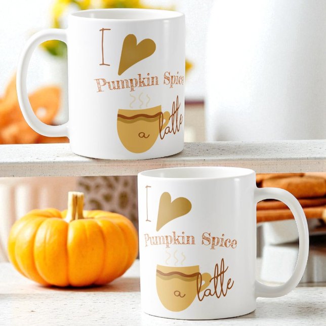 Jag Kärlek Pumpkin Spice A Latte Humous Kaffemugg (View on both sides of the ceramic mug handle)