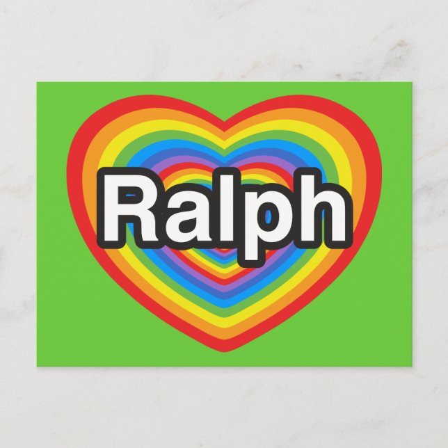 Jag kärlek Ralph. Jag kärlekar dig Ralph. Hjärta Vykort (Framsida)
