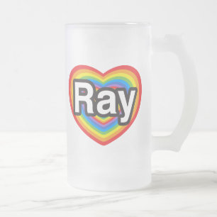 Jag kärlek Ray. Jag kärlekar dig Ray. Hjärta Frostat Ölglas