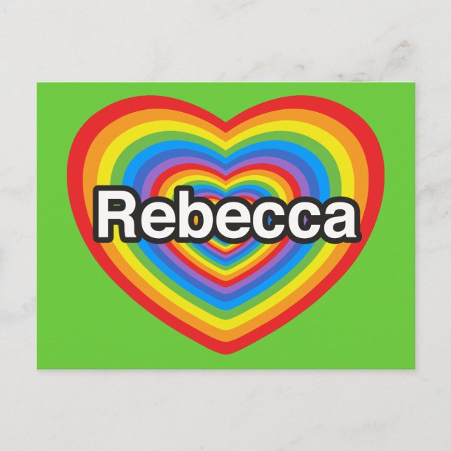 Jag kärlek Rebecca. Jag kärlekar dig Rebecca. Hjär Vykort (Framsida)