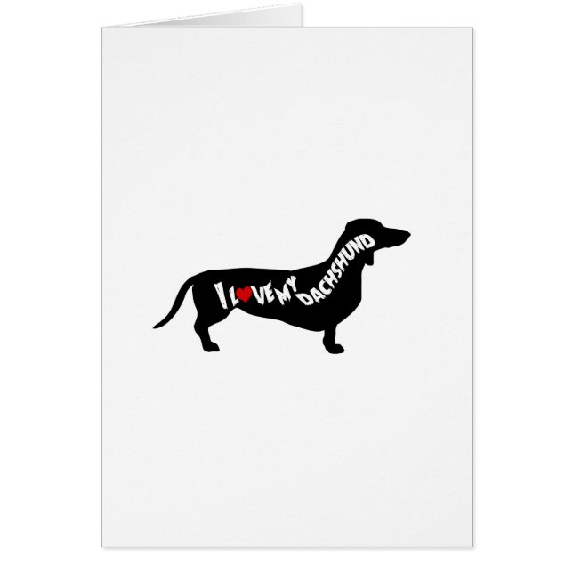 Jag Kärlek Red Heart min Dachshund Silhouette Hälsningskort (Framsidan)