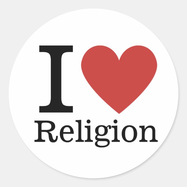 Jag ❤️ Kärlek Religion STICKER Runt Klistermärke (Framsida)