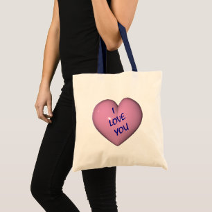 Jag Kärlek Rosa Heart Tygkasse